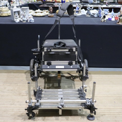 2001 - Pro 1000 tackle box seat with frame and trolley. Not available for in-house P&P