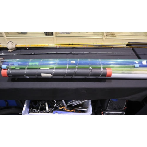 2012 - Mixed fishing rod and pole tubes. UK P&P Group 2 (£20+VAT for the first lot and £4+VAT for subsequen... 