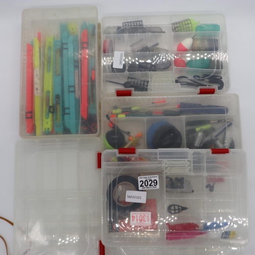 2029 - Four tackle organisers with contents together with two empty examples. UK P&P Group 2 (£20+VAT for t... 