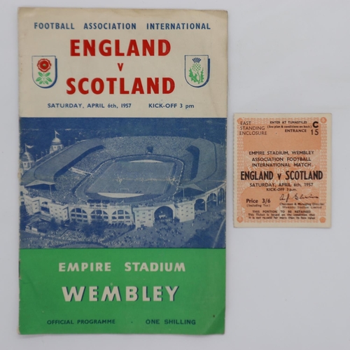 2039 - England v Scotland football programme and ticket, 6th April 1957. UK P&P Group 1 (£16+VAT for the fi... 