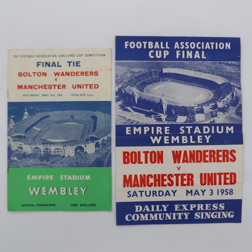 2043 - 1958 FA Cup programme, Final Tie Bolton Wanderers v Manchester United, with Daily Express supplement... 