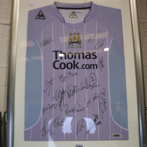 2049 - Manchester City FC 2007-8 squad signed shirt (17 signatures), professionally framed. Not available f... 
