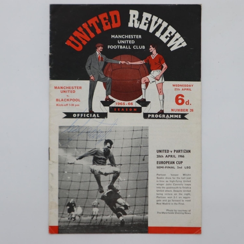 2052C - George Best signed Manchester United programme, April 1966. UK P&P Group 1 (£16+VAT for the first lo... 