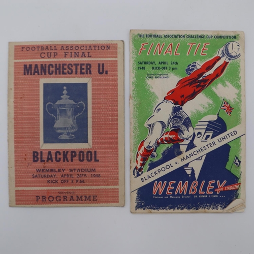 2052E - Two Cup Final programmes, Blackpool v Manchester United 1948. UK P&P Group 1 (£16+VAT for the first ... 
