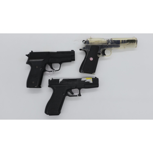 2064 - Three spring powered airsoft pistols KWC, Tokyo Marui and a Sig Sauer P228. UK P&P Group 2 (£20+VAT ... 