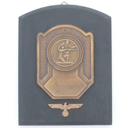 2102 - 1934 Dated Third Reich Shooting Shield Award, UK P&P Group 2 (£20+VAT for the first lot and £4+VAT f... 
