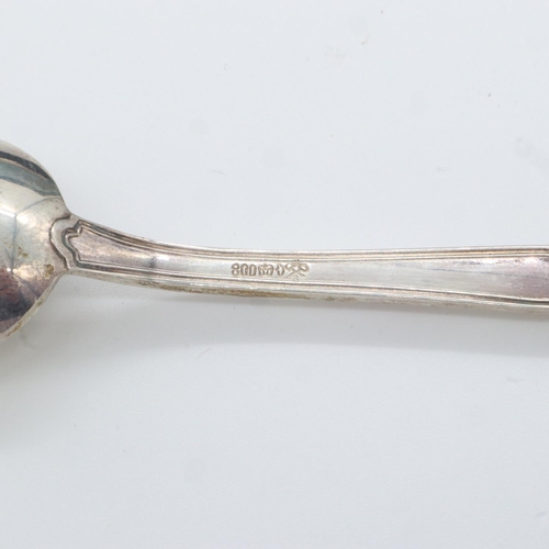 2108 - A set of six 800 silver SS presentation teaspoons, each impressed with SS emblem and within fitted b... 
