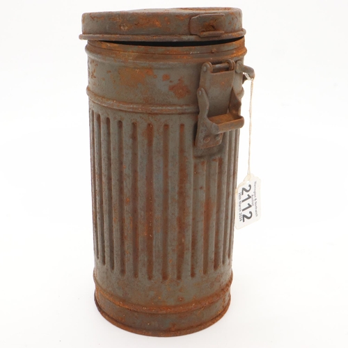 2112 - Spanish Civil War Period German Condor Legion Gas Mas Canister. Name and unit number inside. UK P&P ... 