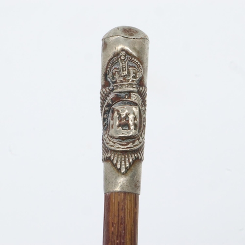 2117 - WWI East Surrey Regiment Officers Silver Top Swagger Stick. UK P&P Group 1 (£16+VAT for the first lo... 