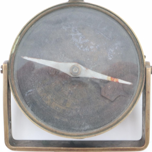 2122 - Rare German WWII Luftwaffe brass clino-compass, Improved Sight compass with integral clinometer, the... 
