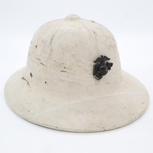 2140 - WWII USMC Tropical Helmet Dated 1943, UK P&P Group 2 (£20+VAT for the first lot and £4+VAT for subse... 