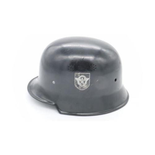 2148 - German WWII period Luftschutz enamelled steel helmet with liner, together with a later replica SA he... 