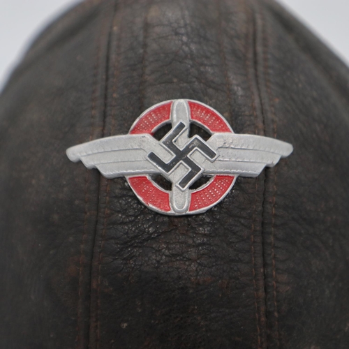 2153 - Third Reich Air Sports Association Leather Flying Helmet, UK P&P Group 2 (£20+VAT for the first lot ... 