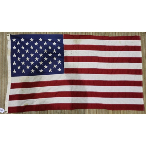 2155 - An American 20th century cotton flag, of printed and multi-piece construction, 130 x 80 cm.  UK P&P ... 