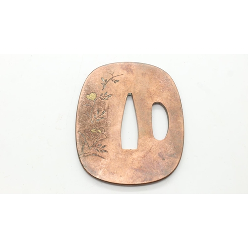2158 - Japanese Meiji engraved copper tsuba. UK P&P Group 1 (£16+VAT for the first lot and £2+VAT for subse... 