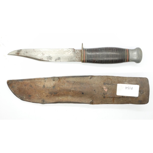 2169 - Milbro vintage hunting knife with leather sheath. UK P&P Group 1 (£16+VAT for the first lot and £2+V... 