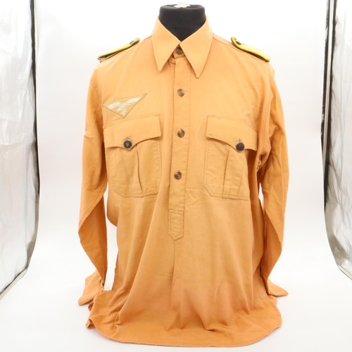 2173 - WWII German Luftwaffe tropical Afrika Korps long sleeve service shirt with embroidered insignia, lar... 