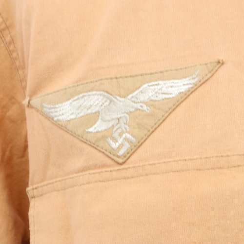 2173 - WWII German Luftwaffe tropical Afrika Korps long sleeve service shirt with embroidered insignia, lar... 