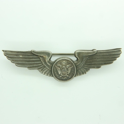 2184 - WWII US Army Air Force Silver Crew Brevet Wings. Made by Wallace Bishop, Brisbane Australia. UK P&P ... 