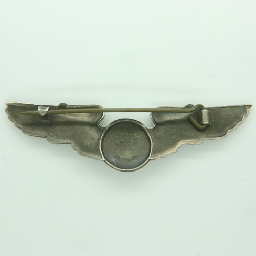 2184 - WWII US Army Air Force Silver Crew Brevet Wings. Made by Wallace Bishop, Brisbane Australia. UK P&P ... 