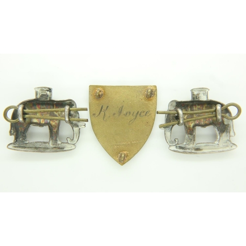 2209 - South African Army Eastern Province Command enamelled cap badge and pair of shoulder flashes. UK P&P... 