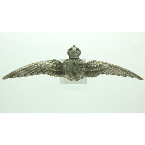 2212 - WWI British Royal Flying Corps Officers Silver Pilots Wings. UK P&P Group 2 (£20+VAT for the first l... 