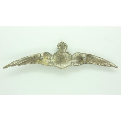 2212 - WWI British Royal Flying Corps Officers Silver Pilots Wings. UK P&P Group 2 (£20+VAT for the first l... 