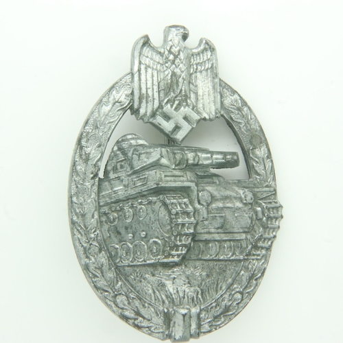 2217 - German Panzer badge, silver grade. UK P&P Group 1 (£16+VAT for the first lot and £2+VAT for subseque... 