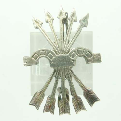 2218 - Silver Spanish Civil War Falange Badge worn by members of the German Condor Legion and Blue Division... 