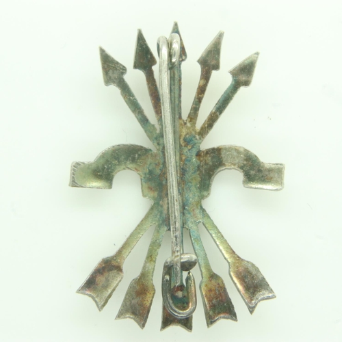 2218 - Silver Spanish Civil War Falange Badge worn by members of the German Condor Legion and Blue Division... 