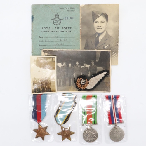 2270 - WWII RAF Air Crew Europe Star Medal Group inc Service Book and Photos of Air Engineer Sgt Frear, a L... 