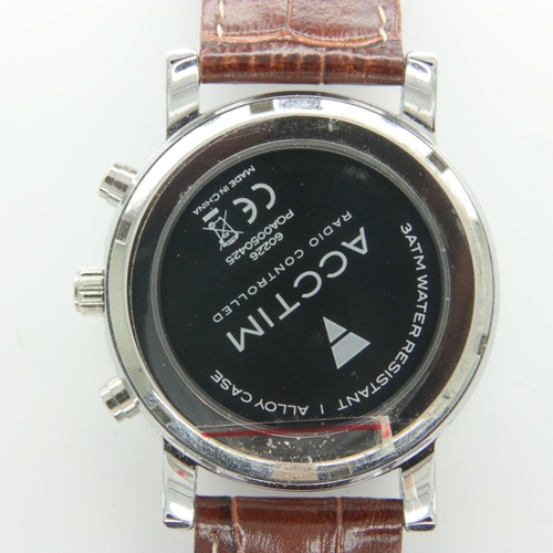 110 - ACCTIM: gents quartz wristwatch, leather strap, radio controlled. UK P&P Group 1 (£16+VAT for the fi... 