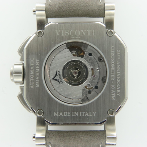 112 - VISCONTI: gents 25th anniversary automatic chrono silver shadow wristwatch with nubuk strap - W105-0... 