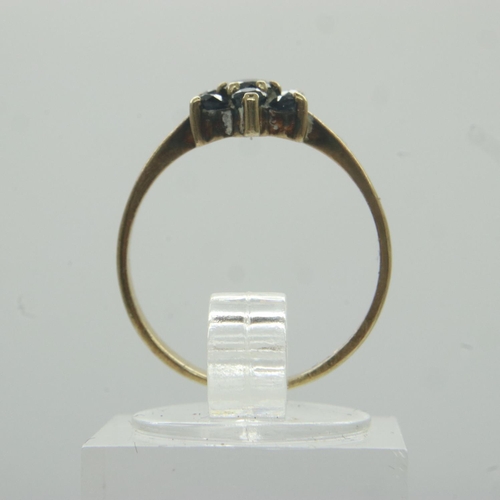 10 - 9ct gold sapphire set flower ring, size L, 1.3g. UK P&P Group 0 (£6+VAT for the first lot and £1+VAT... 