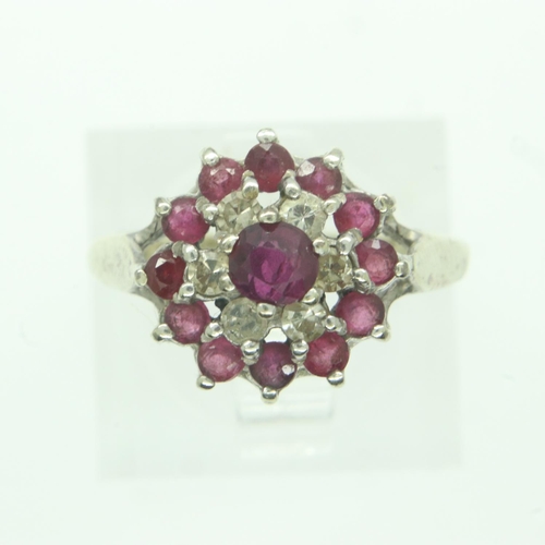 14 - 9ct gold ring set with rubies and diamonds, size K, 2.8g. UK P&P Group 0 (£6+VAT for the first lot a... 