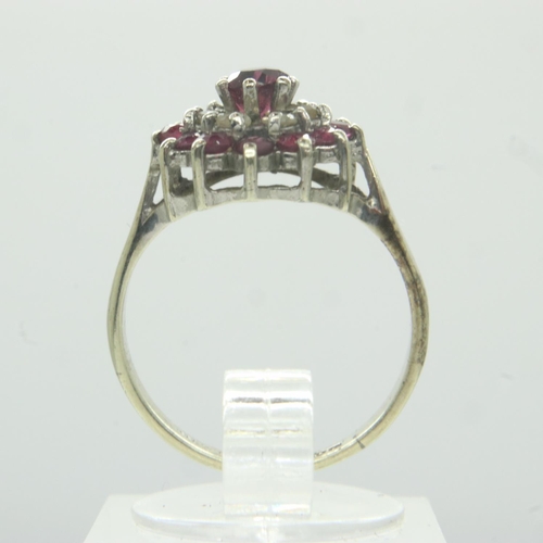 14 - 9ct gold ring set with rubies and diamonds, size K, 2.8g. UK P&P Group 0 (£6+VAT for the first lot a... 