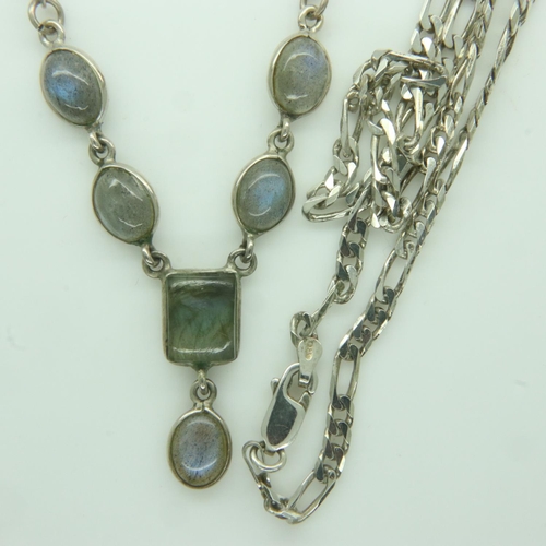 29 - Italian silver chain L: 46 cm, and a stone set silver necklace L: 44 cm. UK P&P Group 1 (£16+VAT for... 