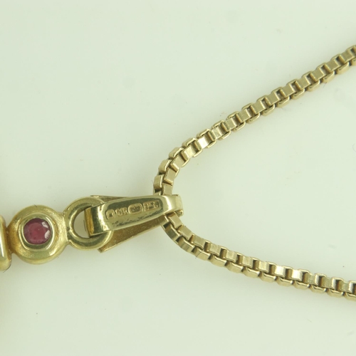 41 - 9ct gold stone set cross on a 9ct gold chain, chain L: 45 cm, 6.3g. UK P&P Group 0 (£6+VAT for the f... 