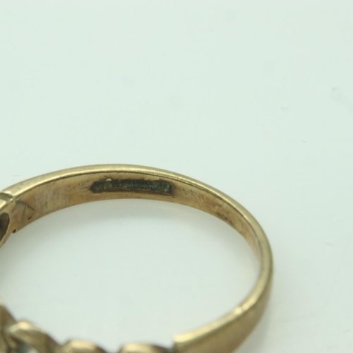 45 - 9ct gold diamond stone set ring, size M, 1.5g. UK P&P Group 0 (£6+VAT for the first lot and £1+VAT f... 