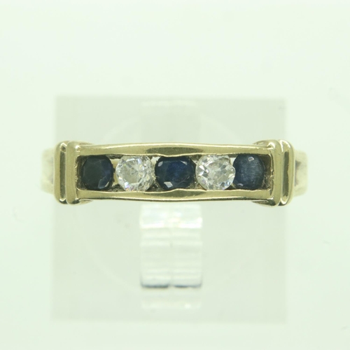 46 - 9ct gold ring set with sapphires and cubic zirconia, size O, 2.2g. UK P&P Group 0 (£6+VAT for the fi... 