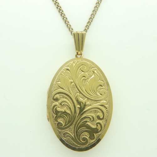 47 - 9ct gold locket and chain, L: 50 cm,  12.0g. UK P&P Group 1 (£16+VAT for the first lot and £2+VAT fo... 