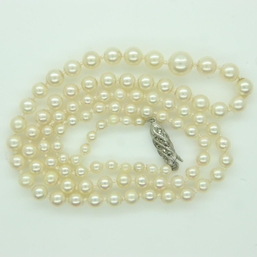 6 - Pearl  necklace with silver clasp, L: 54 cm. UK P&P Group 0 (£6+VAT for the first lot and £1+VAT for... 