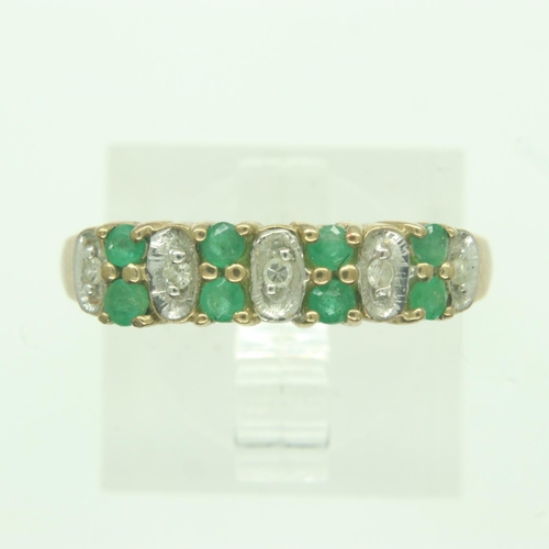 9 - 9ct gold emerald and diamond set ring, size P, 2.5g. UK P&P Group 0 (£6+VAT for the first lot and £1... 