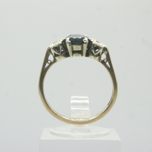 54 - 9ct gold ring set with sapphire and diamonds, size N, 2.5g. UK P&P Group 0 (£6+VAT for the first lot... 