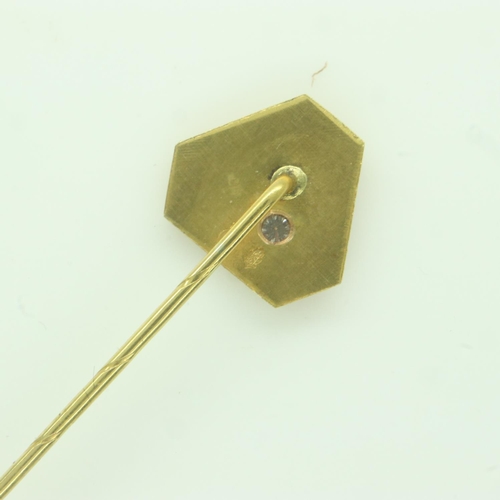 59 - Gold pin with diamond inset, L: 53 mm, 1.7g.  UK P&P Group 0 (£6+VAT for the first lot and £1+VAT fo... 