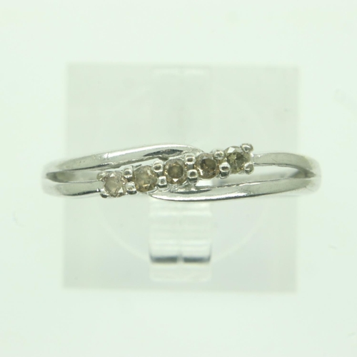 62 - 9ct white gold ring set with five white stones, size N, 1.9g. UK P&P Group 0 (£6+VAT for the first l... 