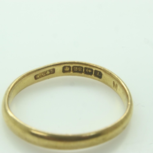 63 - 22ct gold band ring, size M, 2.58g. UK P&P Group 0 (£6+VAT for the first lot and £1+VAT for subseque... 