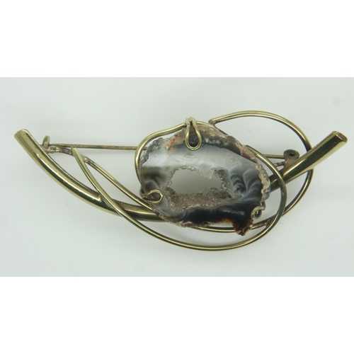 93 - Blue John stone brooch, L: 80 mm. UK P&P Group 0 (£6+VAT for the first lot and £1+VAT for subsequent... 