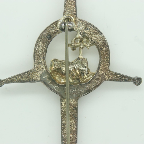 95 - Silver Macdonald sword kilt pin. UK P&P Group 0 (£6+VAT for the first lot and £1+VAT for subsequent ... 