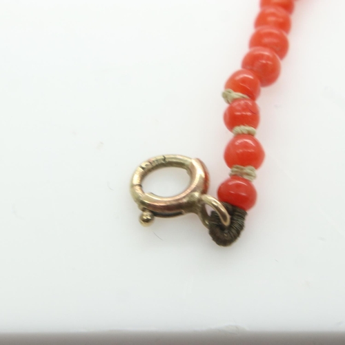 98 - 1920s 9ct gold clasp coral strand necklace, L: 40 cm. UK P&P Group 0 (£6+VAT for the first lot and £... 